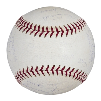 1951 New York Yankees & Giants Multi Signed OAL Budig Reunion Baseball (LE 23/23) (Steiner)